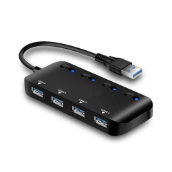 AXGEAR USB 3.0 4 Port Hub W/ Switch Portable Slim for Laptop Desktop Macbook