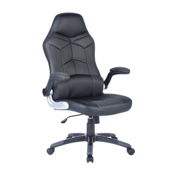 FURNITURER Racing High Back Office Chair Faux Leather Computer Desk Gaming Swivel Wheel Seat In Black