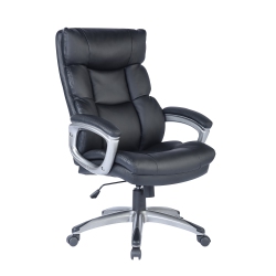 FURNITURER High Back Manager's Faux Leather Chair In Black