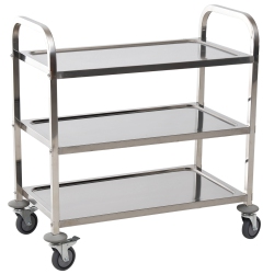 HOMCOM 36" 3-Tier Kitchen Trolley Medical Treatment Laboratory Equipment Carts, Stainless Steel Rolling Kitchen Island, Wheeled Storage Utility