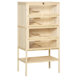 PAWHUT Fir Wood Hamster Cage Mouse Rats Small Animals Play House Exercise Activity Center, 47.25"h