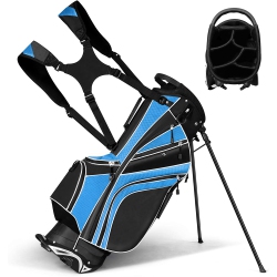 COSTWAY Golf Stand Cart Bag Club W/6 Way Divider Carry Organizer Pockets Storage In Blue