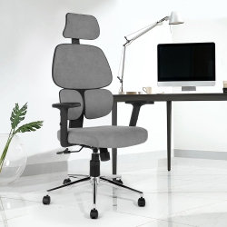 FURNITURER High Back Ergonomic Executive Butterfly Office Chair With Neck Support-Grey