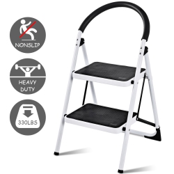 COSTWAY 2 Step Ladder Folding Stool Heavy Duty Industrial Lightweight 330Lbs