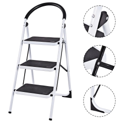 COSTWAY 3 Step Ladder Folding Stool Heavy Duty Industrial Lightweight 330Lbs Capacity
