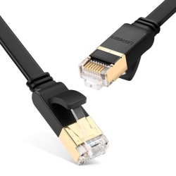 UGREEN Ethernet Cable Cat7 Rj45 Network Patch Cable Flat 10 Gigabit 600Mhz LAN Wire Cable Cord Shielded 6Ft In Black