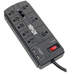 TRIPP LITE Tlp88TUSBb Protect It 8-Outlet Surge Protector With 2 USB Ports, 8Ft Cord (Telephone/modem)