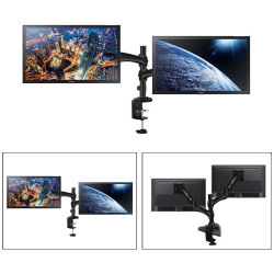 BOOST INDUSTRIES Dm-1327-Dc Universal Gas Spring Dual Arm Clamp Mount for Flat Panel Tvs And Monitors 13" to 27" (Black)