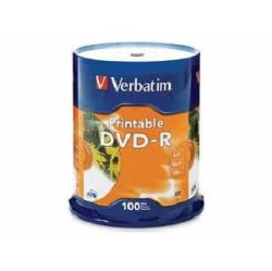VERBATIM DVD-R 4.7GB 16X Wht Inkjet Printable (95153)