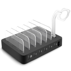 HLD Navor Fast Charging Multiport Charging Dock With 6 USB Ports, 8 Mix Short Cables, for Iphone, Ipad, Android, Tablets & More