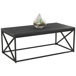 SAFDIE & CO. CANADA Contemporary Coffee Table-48"l Grey Wood Metal In Black