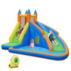 COSTWAY Goplus Inflatable Water Slide Mighty Bounce House Jumper Castle Moonwalk W/ 735W Blower