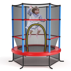 COSTWAY 55" Kids Trampoline Bouncing Jumping Mat Recreational Trampoline W/enclosure Net