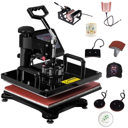 COSTWAY 6 In 1 Heat Press Machine Digital Transfer Sublimation T-Shirt Mug Hat Plate Cap