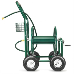 Garden Water Hose Reel Cart 300FT Heavy Duty Yard Planting W/ Basket
