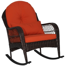 COSTWAY Outdoor Patio Rattan Wicker Rocking Chair Rocker Cushion Pillow Garden Deck