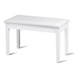 COSTWAY Solid Wood Pu Leather Piano Bench Padded Double Duet Keyboard Seat Storage In White