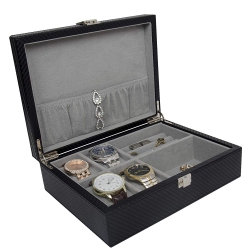 HLD Leather Watch Ring Storage Box Organizer In Black