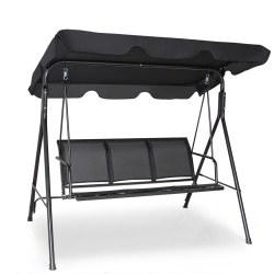 COSTWAY Outdoor Patio Swing Canopy 3 Person Canopy Swing Chair Patio Hammock In Black