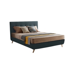 TRUE CONTEMPORARY King Midnight Drew Tufted Linen Platform Bed In Blue