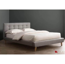 TRUE CONTEMPORARY King Drew Tufted Linen Platform Bed In Grey