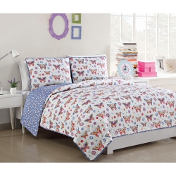 URBAN ANNEX Kids Zone Butterflies 2 Piece Quilt