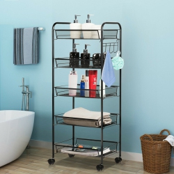 COSTWAY 5 Tier Storage Rack Trolley Cart Home Kitchen Organizer Utility Baskets