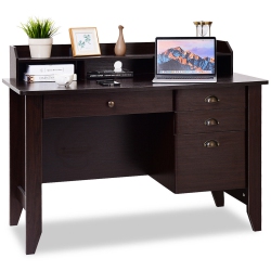 COSTWAY Computer Desk PC Laptop Writing Table Workstation Student Study Furniture In Brown