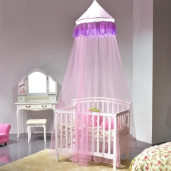 COSTWAY Elegant Lace Bed Mosquito Netting Mesh Canopy Princess Round Dome Bedding Net