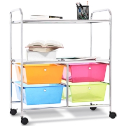 COSTWAY 4Drawer Rolling Storage Cart Shelf Scrapbook Paper Office School Organizer