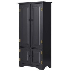 COSTWAY Accent Storage Cabinet Adjustable Shelves Antique 2 Door Floor Cabinet In Black