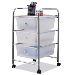COSTWAY 3 Drawers Metal Rolling Storage Cart Scrapbook Supply & Paper Home Office In White