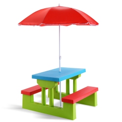 COSTWAY 4 Seat Kids Picnic Table W/ Umbrella Garden Yard Bench Outdoor