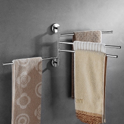 LIVINGBASICS Wall Mount Rotary Towel Rack With 4 Swing Arms Stainless Steel -