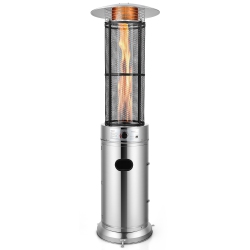 COSTWAY 40000 Btu Patio Heaters Stainless Steel Round Propane Glass Tube Flame W/wheels