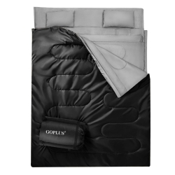 COSTWAY Goplus 2 Person Sleeping Bag Waterproof W/ 2 Pillows Camping Queen Size Xl