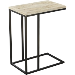 SAFDIE & CO. Accent Table C-Shaped Reclaimed Wood Metal In Black