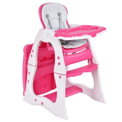 COSTWAY 3 In 1 Baby High Chair Convertible Play Table Seat Booster Toddler Feeding Tray