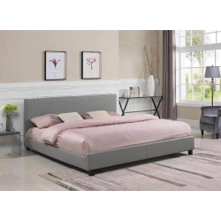 TRUE CONTEMPORARY Full Mirabel Faux Leather Platform Bed In Grey