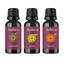 FLORAVERVE Top 3 Citrus Essential Oils, 100% Pure & Natural Aromatherapy And Massage Therapy Essential Oils 3 X 15Ml