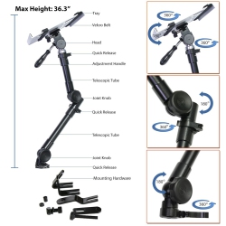 BOOST INDUSTRIES Universal Single Arm Swivel And Tilt Vehicle Laptop Mount