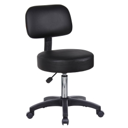 LIVEARTY Round Height Adjustable Rolling Stool Drafting Stool With Back Cushion Salon Massage Doctor Technician Office