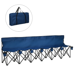 OUTSUNNY 6 Seat Folding Camping Chair Portable Chaise Camping With Cup Holder And Carrying Case for Camping, Picnic, Sports Events In Blue