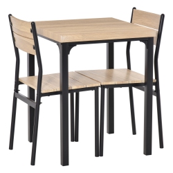 HOMCOM 3PCs Wooden Dining Set Industrial Style Wood And Metal Kitchen Table Set for 2 Chairs Modern And Sleek Dinette Home Furniture