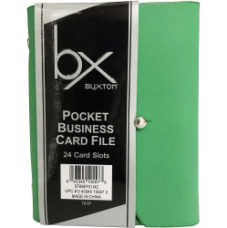 BUXTON Pocket Business Card File - 24 Card Slots – In Green
