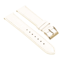 STRAPSCO Crocodile Embossed Men's Croc Leather Watch Band - Quick Release Strap - 24MM In White