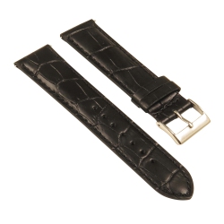 STRAPSCO Crocodile Embossed Men's Croc Leather Watch Band - Quick Release Strap - 18MM In Black