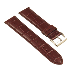 STRAPSCO Crocodile Embossed Men's Croc Leather Watch Band - Quick Release Strap - 20MM In Brown
