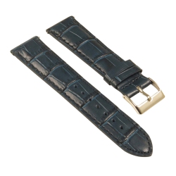 STRAPSCO Crocodile Embossed Men's Croc Leather Watch Band - Quick Release Strap - 22MM Midnight In Blue