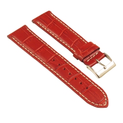STRAPSCO Crocodile Embossed Men's Croc Leather Watch Band - Quick Release Strap - 16MM & White In Red